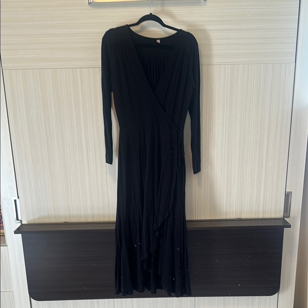 Faux Black Wrap Dress